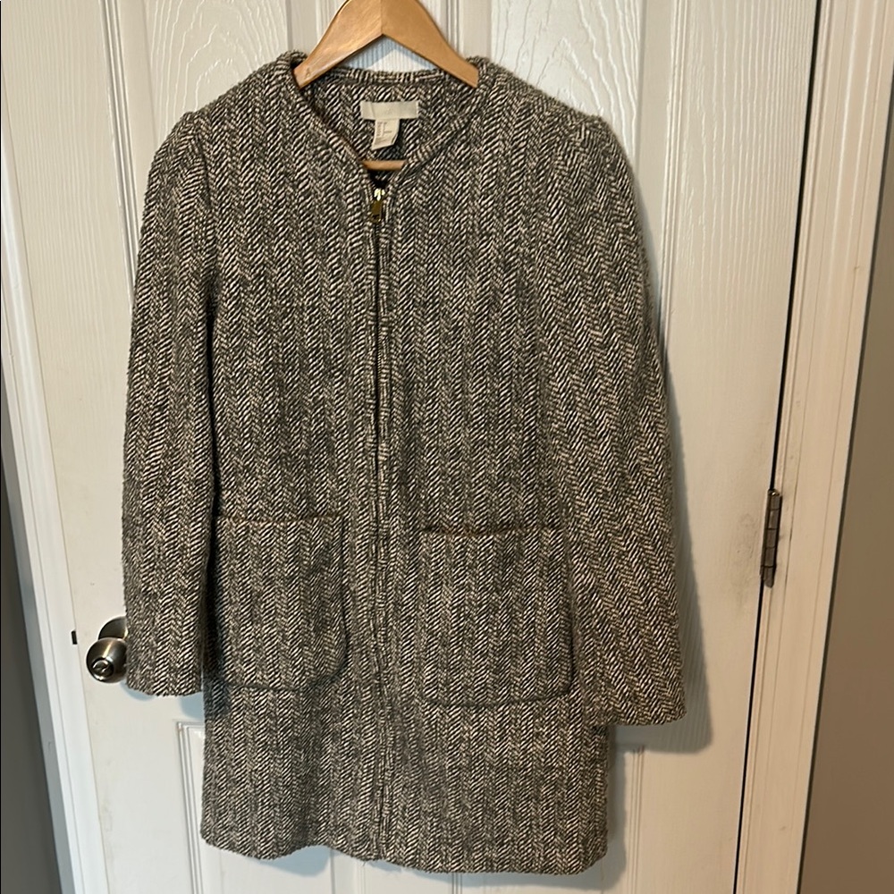 Women's Black and White Tweed Coat